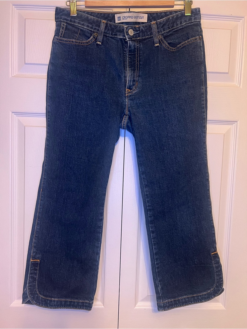GAP Cropped Boot Cut Jeans Stretch Size 8 Dark Wash